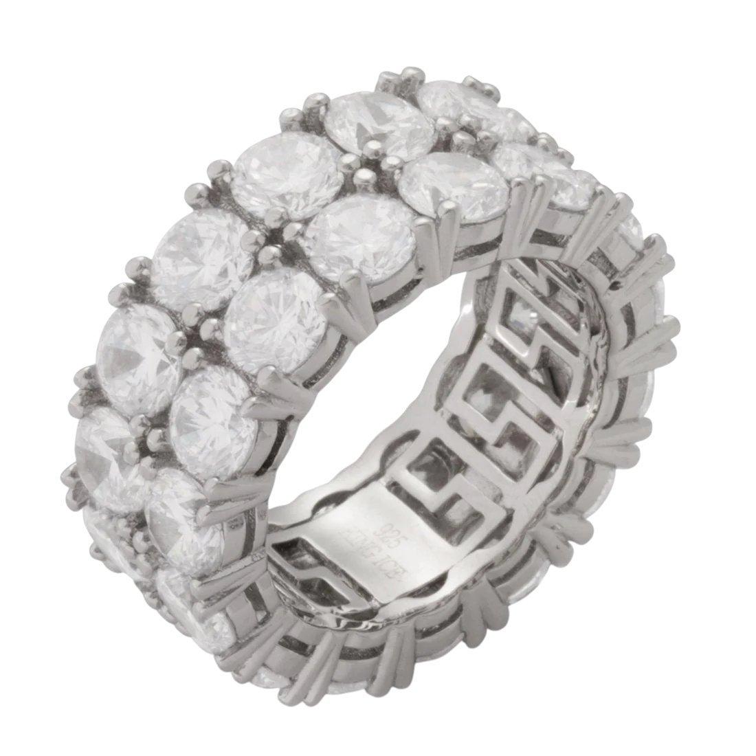 King Ice Double-Row Brilliant-Cut Ring - White Gold - WHITE GOLD